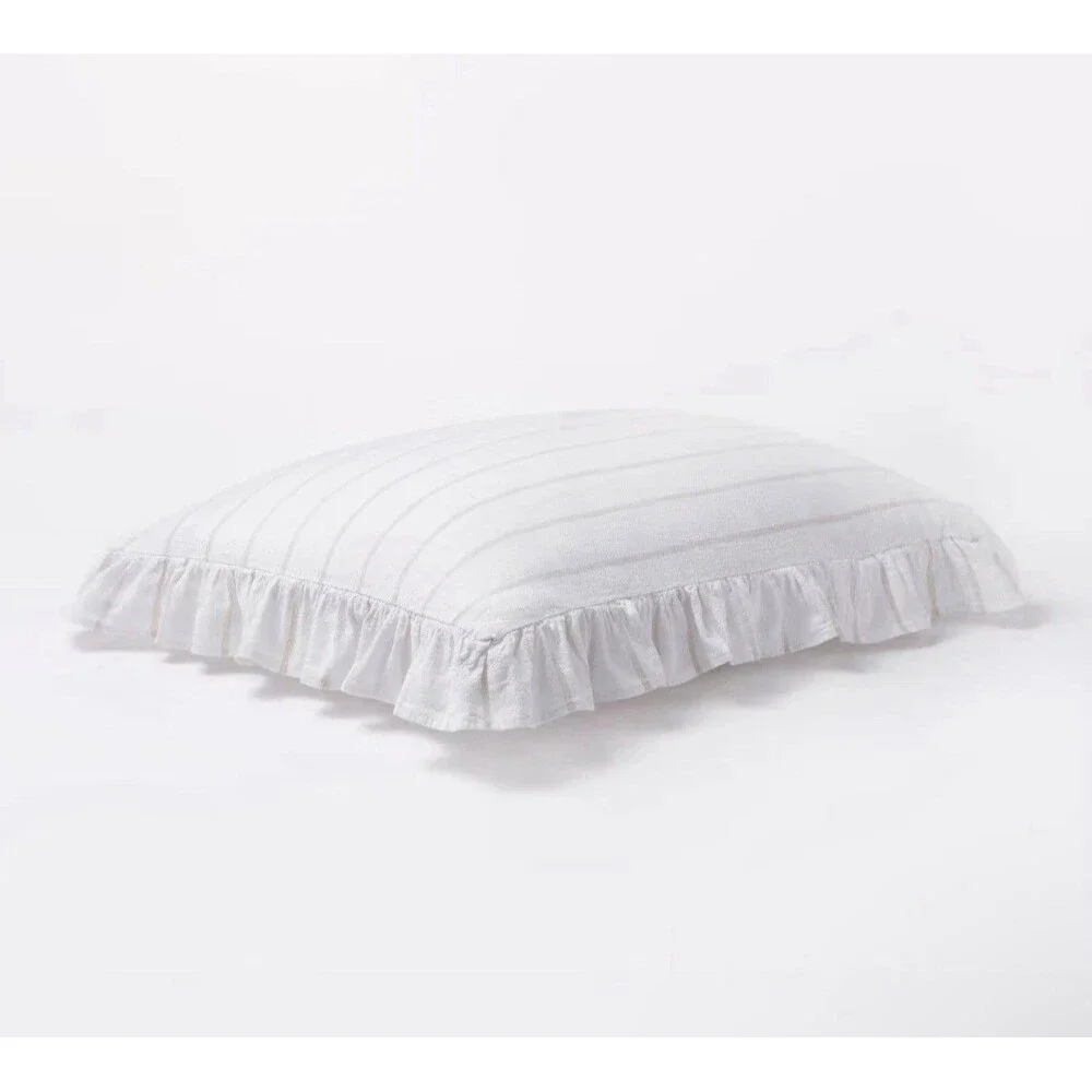Full/Queen Ruffle Comforter & Sham Set White/Khaki - Threshold NEW